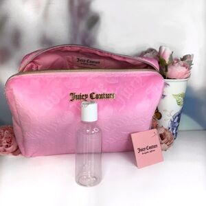 Juicy Couture Pink Juicy & Heart Terry Wedge Bag Gold Heart Pull + Bottle *BNIB